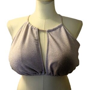 Plus Size 3X Sparkly Halter Bikini Top | Pre-Loved Swimwear Glam Festival Beach‎